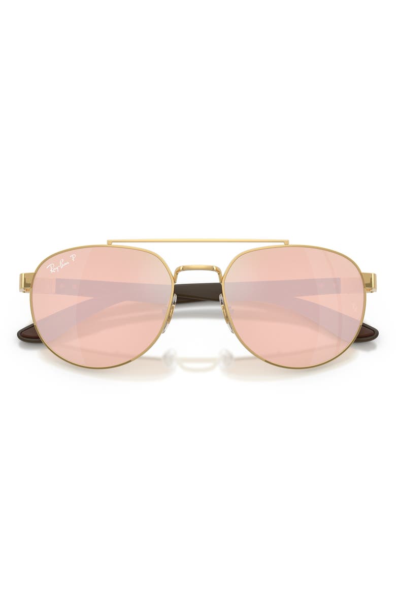 Ray-Ban 56mm Polarized Irregular Sunglasses, Alternate, color, Arista / Orange Mir Pink Polar