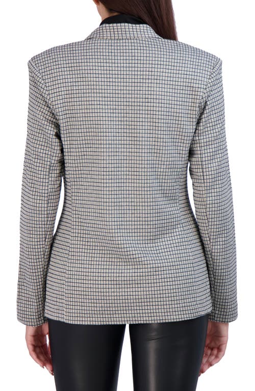 Ookie & Lala Plaid Double Breasted Blazer In Black/beige