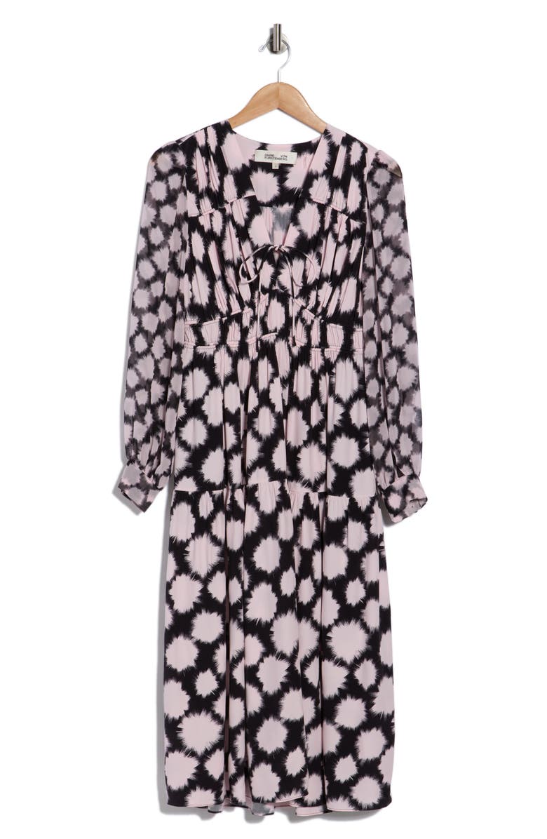 DVF Akiva Long Sleeve Dress, Alternate, color, Tutus Pink Med/ Tutus Pink Sm