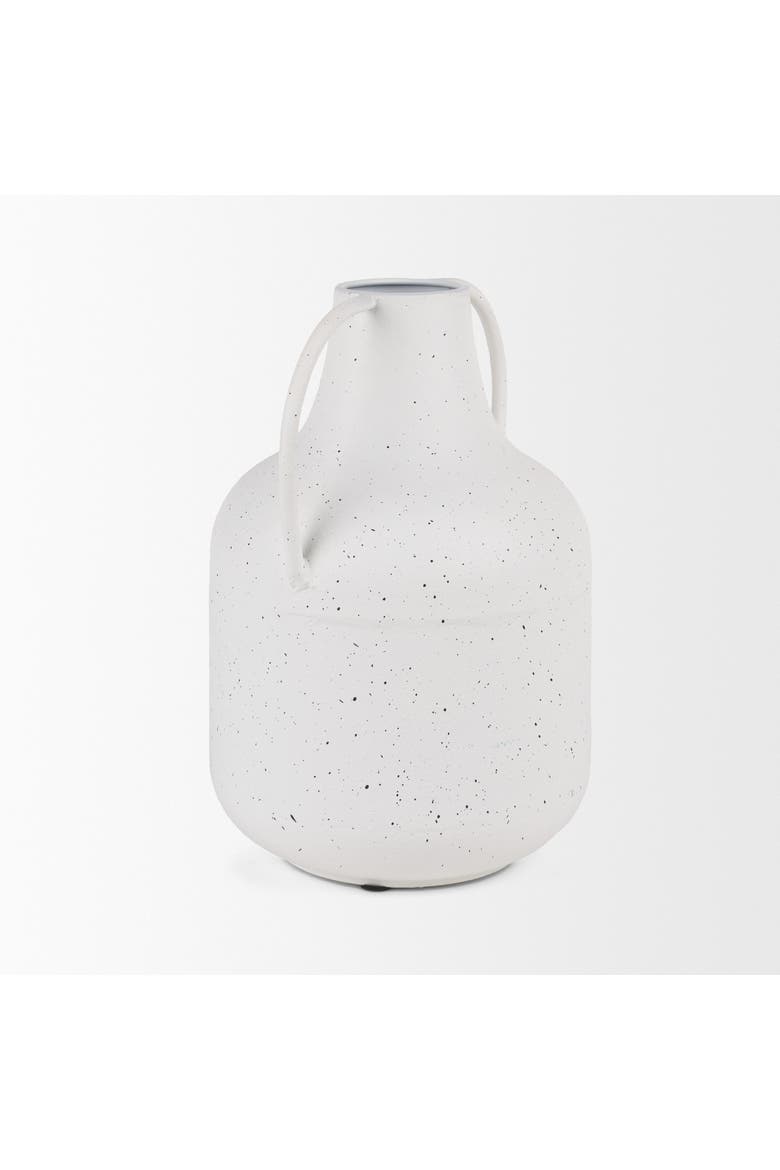 Treva Tall White w/ Black Speckles Metal Vase, Alternate, color, White