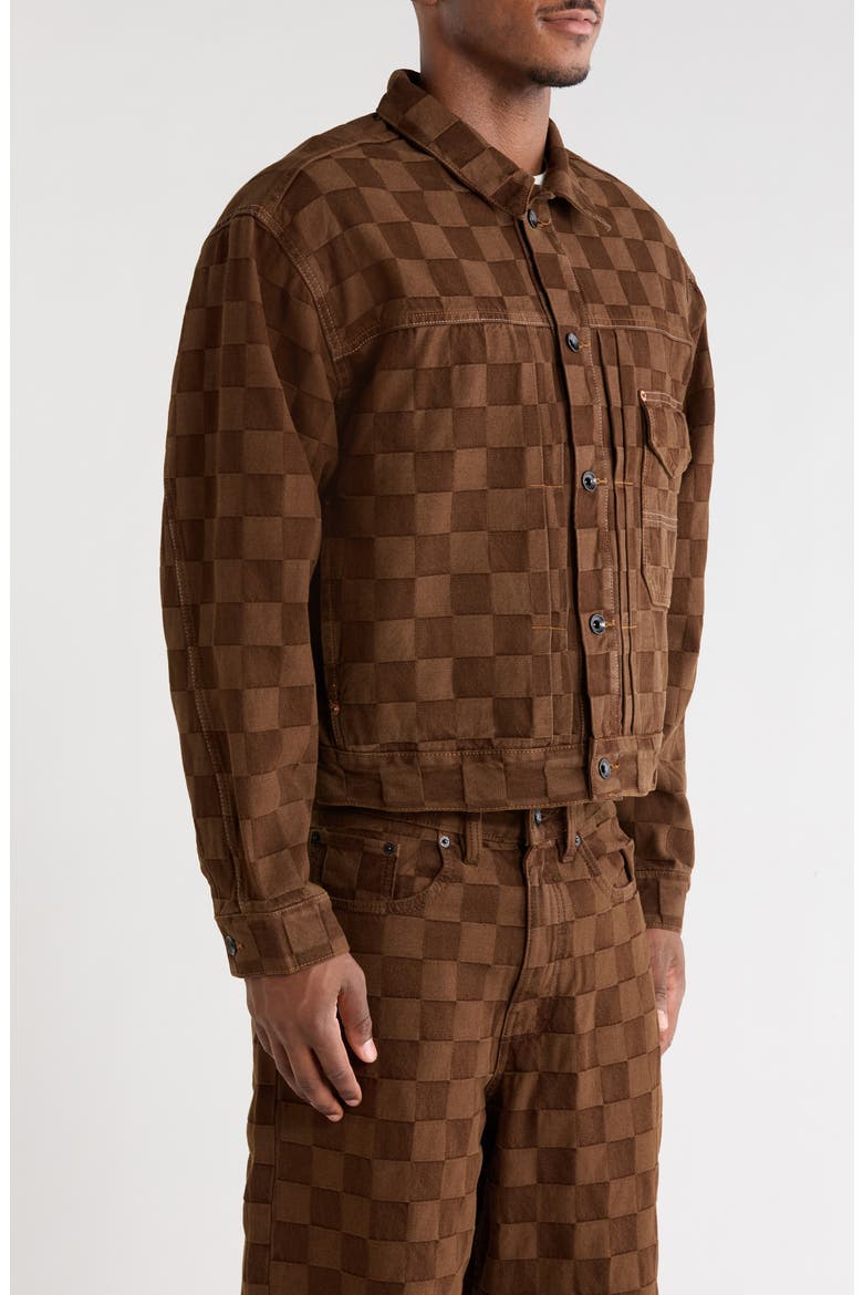 Check-5 Checkerboard Denim Jacket, Alternate, color, DEMITASSE