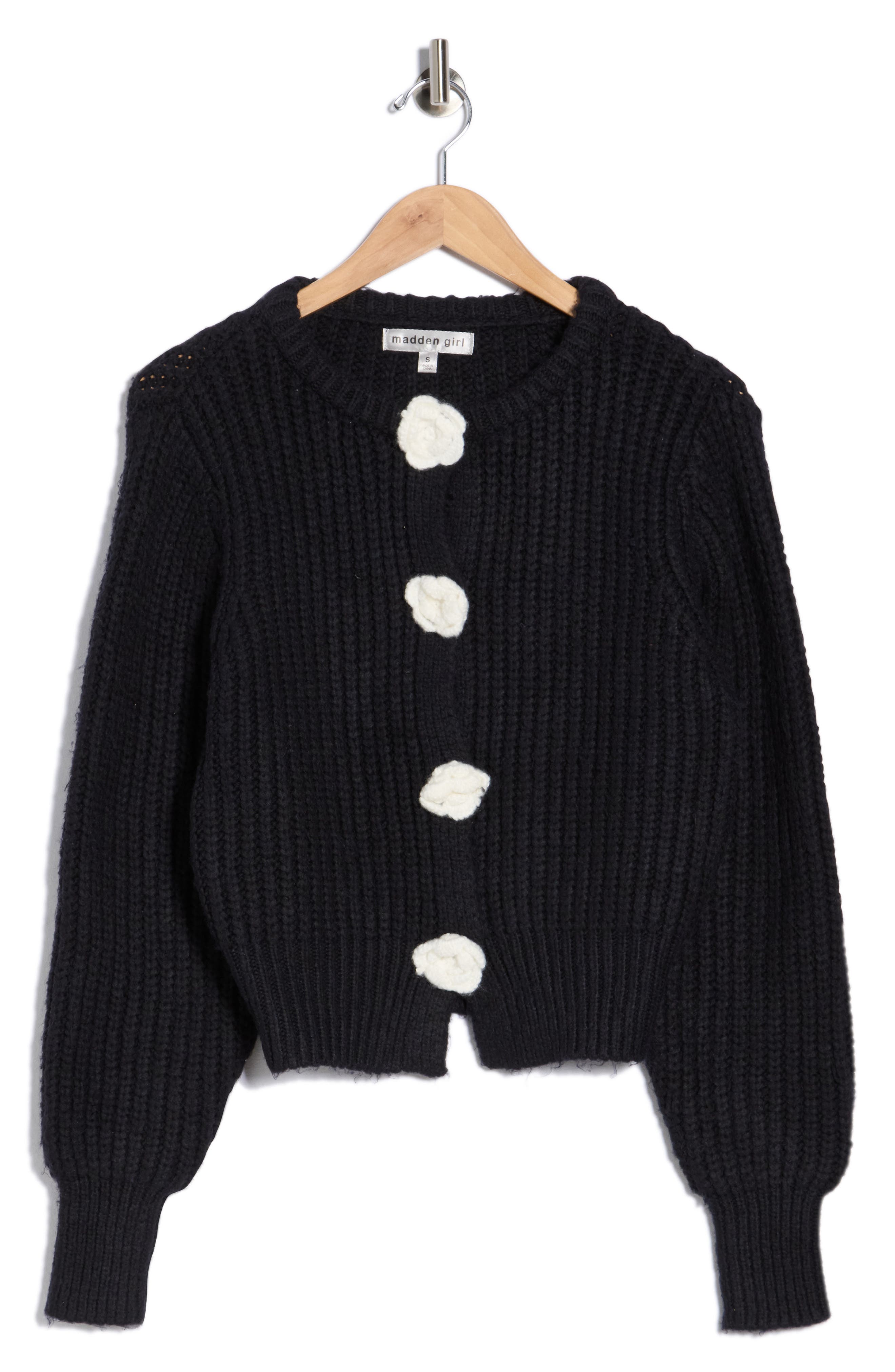 Madden Girl Flower Appliqué Cardigan