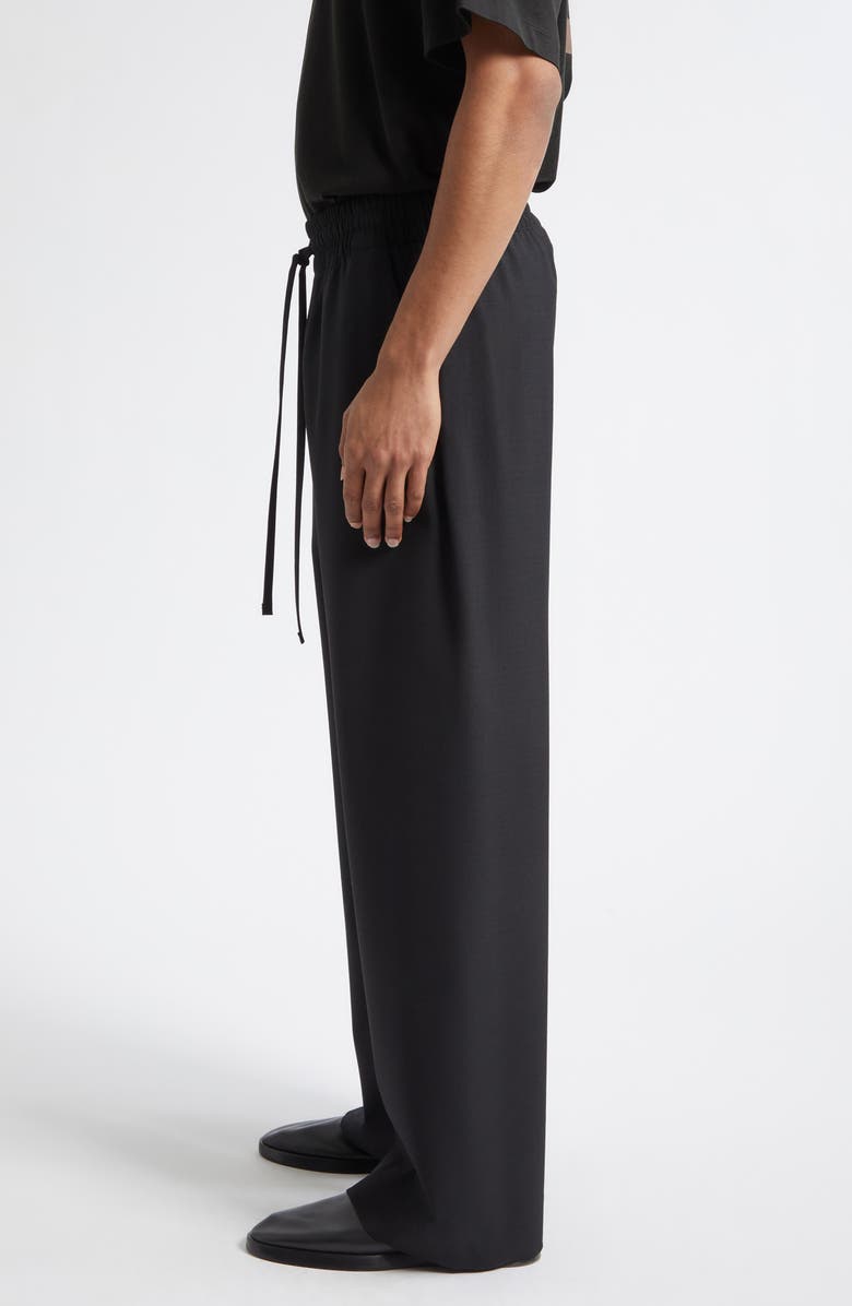 Fear of God Virgin Wool Wide Leg Drawstring Pants, Alternate, color, Black