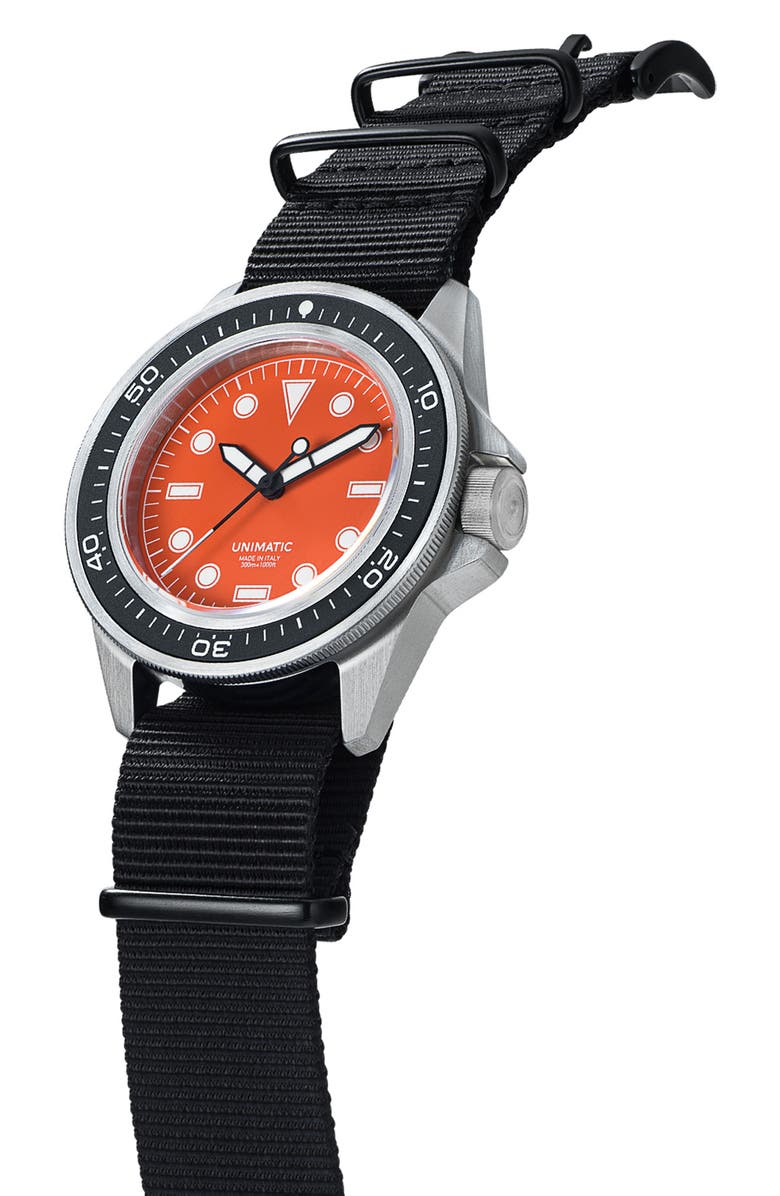 UNIMATIC ProDiver Modello Uno U1-PD3-OR Automatic NATO Strap Watch, 41.5mm, Alternate, color, Orange