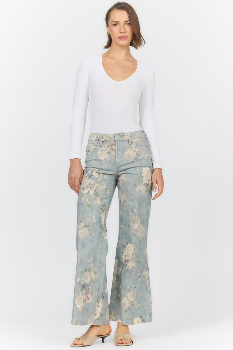 Micah Mid Rise Wide Leg Jeans, Alternate, color, Sea Glass Garden