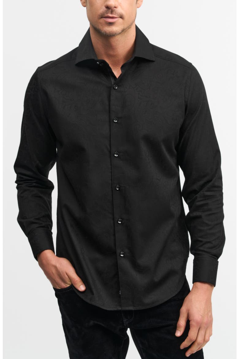 Waycross Jacquard Button-Up Shirt, Main, color, BLACK