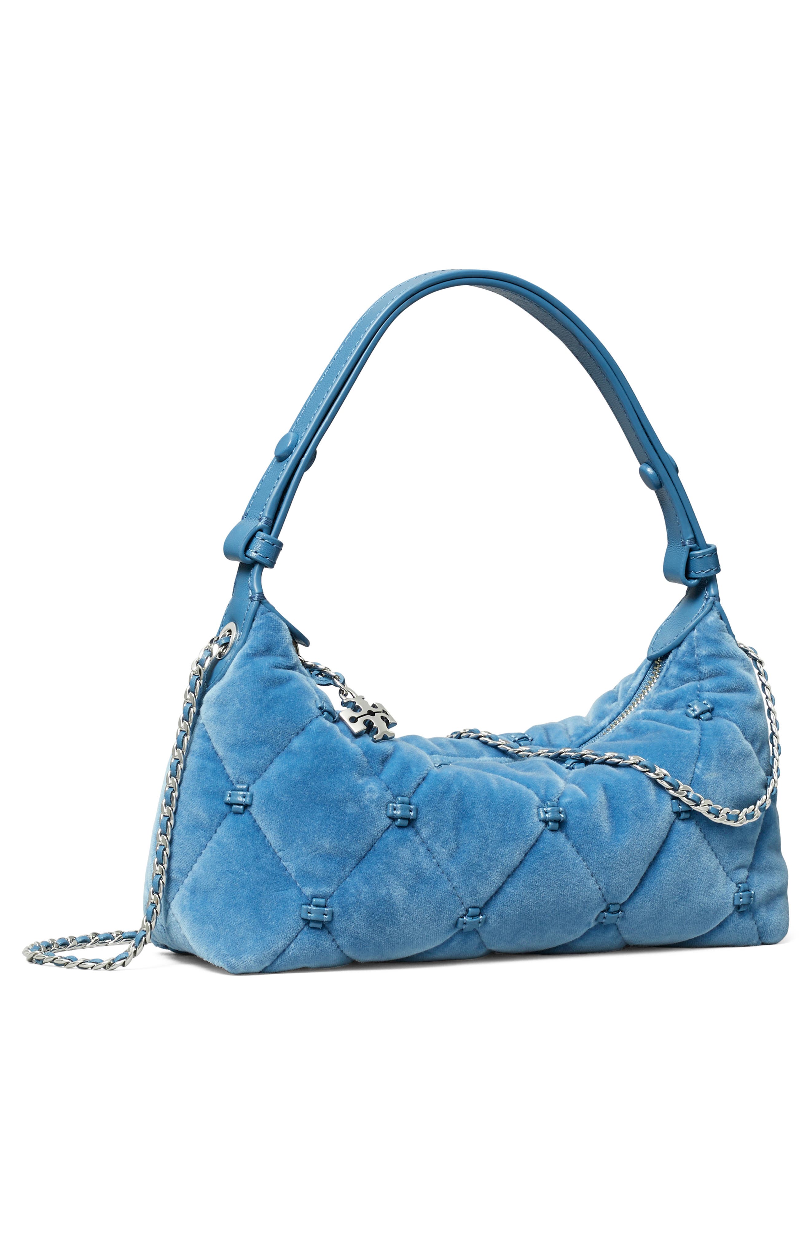 Bunny Knot Velvet Pochette, Alternate, color, ELECTRIC BLUE