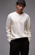 Topman Long Sleeve Waffle Henley