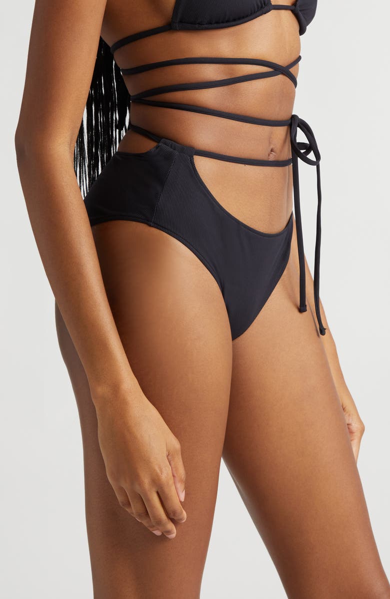 K.NGSLEY Naomi Asymmetric Tie Waist Bikini Bottoms, Alternate, color, 