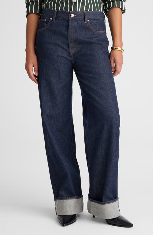 Madewell The Low Slung Cuffed Baggy Jeans In Blue
