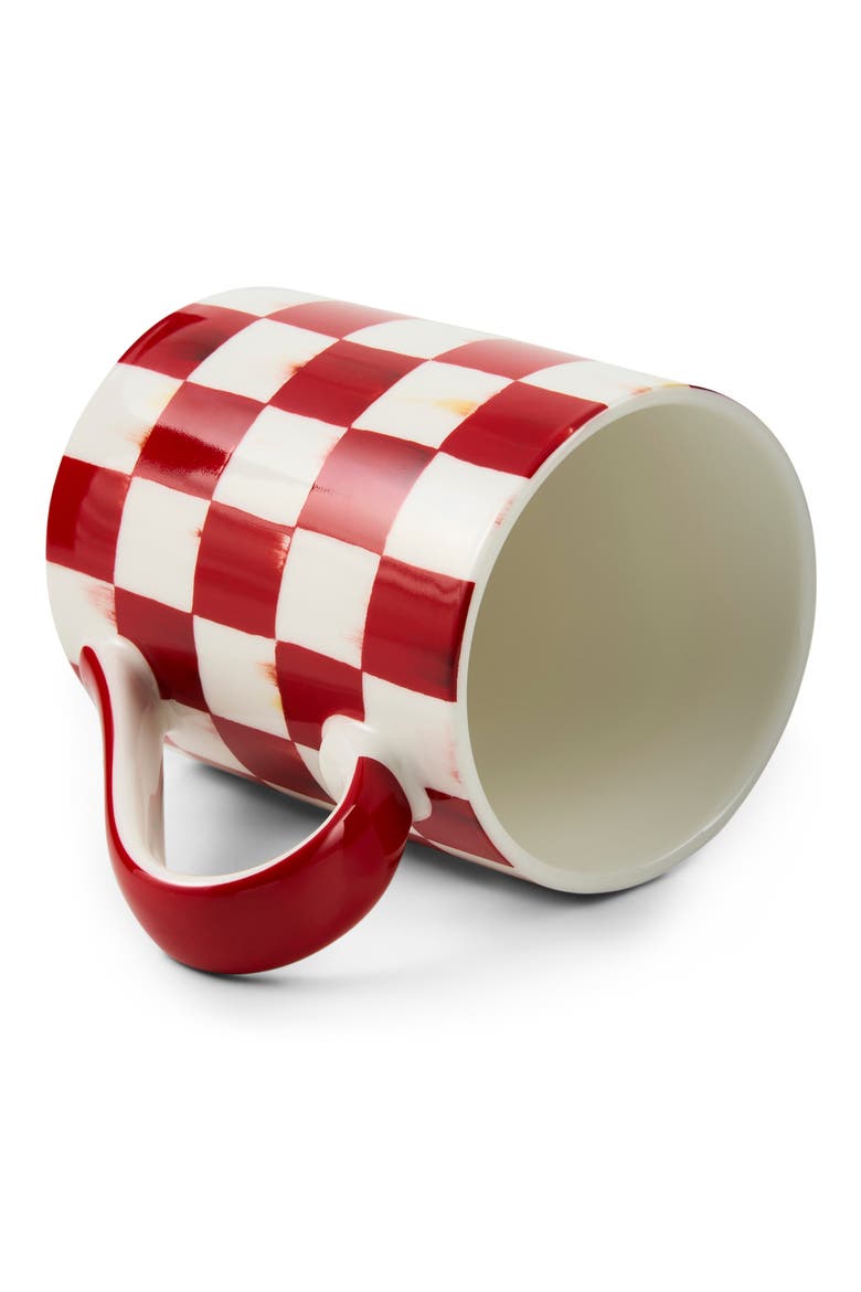 Cherry Check Porcelain Mug, Alternate, color, RED