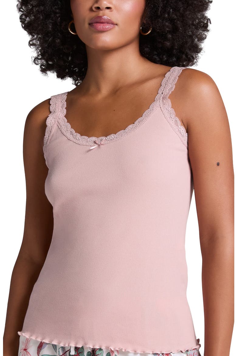 Rib Lace Cami, Main, color, Pale mauve