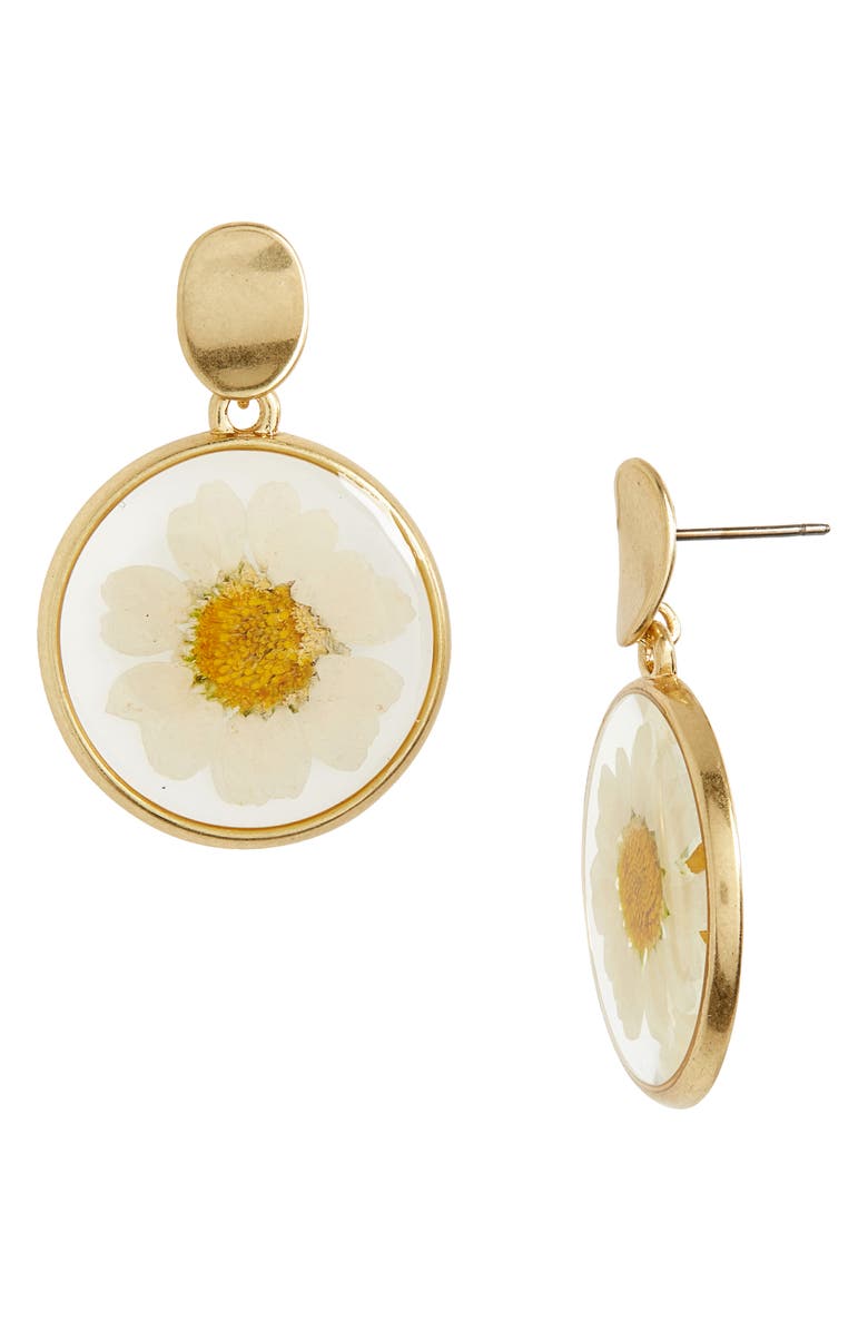 Madewell Pressed Flower Statement Earrings, Main, color, 