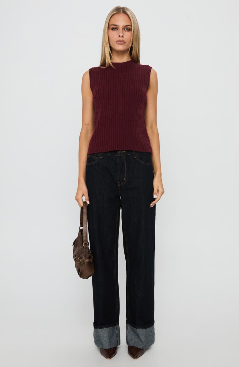 Princess Polly Jessabell Rib Sleeveless Sweater, Alternate, color, Wine