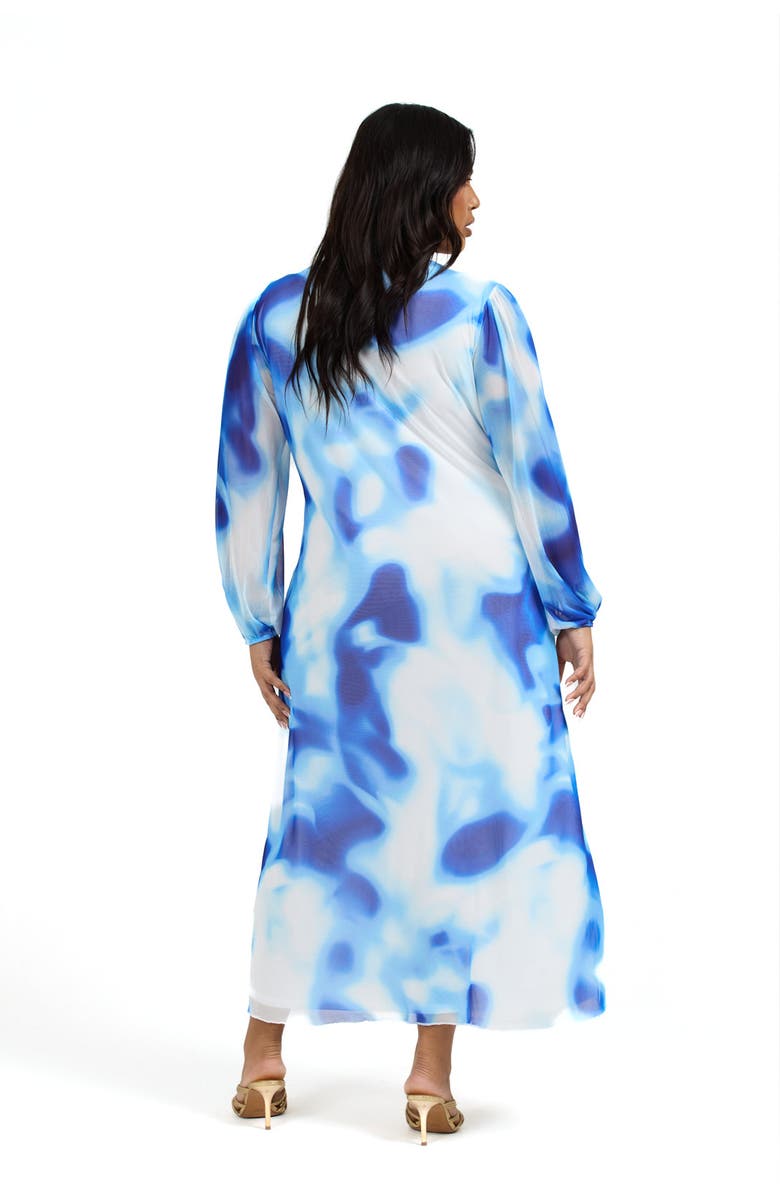 FASHION-SZN CURVE Vibrant Tie Dye Midi Dress, Alternate, color, Blue