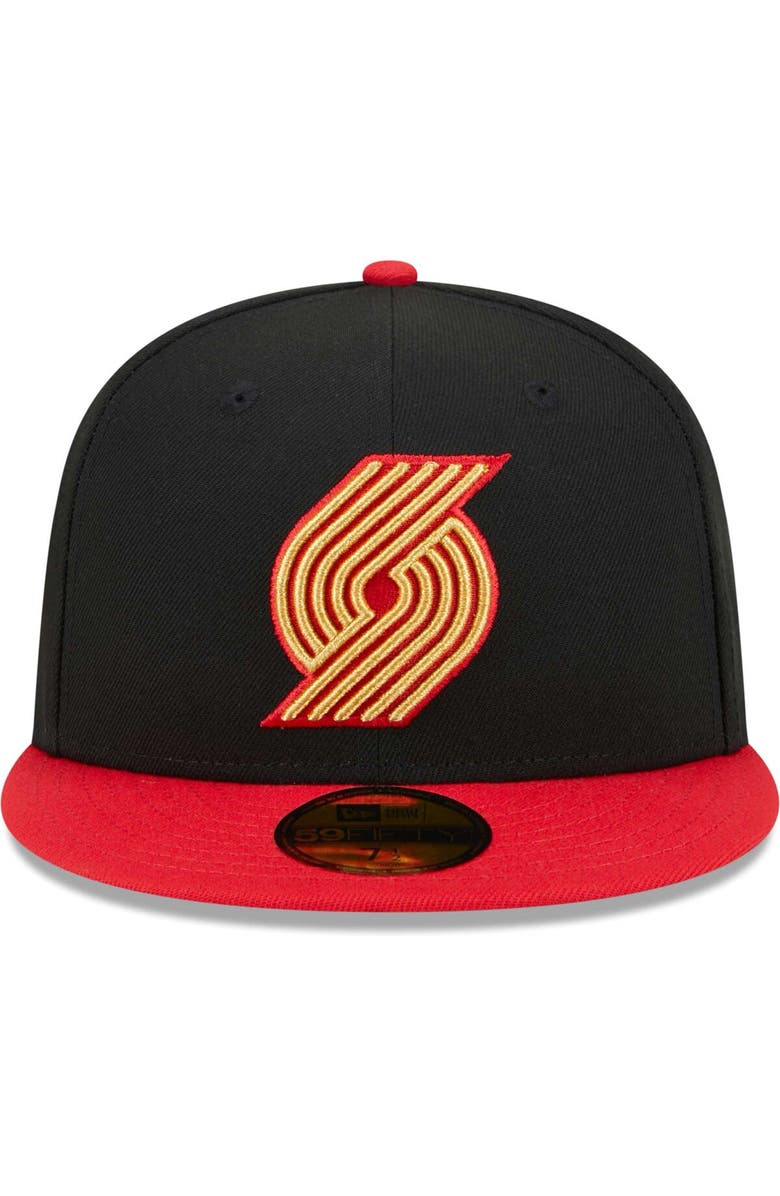 New Era Men's New Era Black/Red Portland Trail Blazers Gameday Gold Pop Stars 59FIFTY Fitted Hat, Alternate, color, 