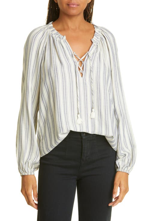 Karra Stripe Ruffle Top