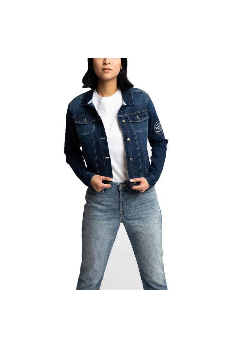 Women's Lusso Blue New York Knicks Georgie Swarovski Crystals Button-Up Denim Jacket, Alternate, color, Blue