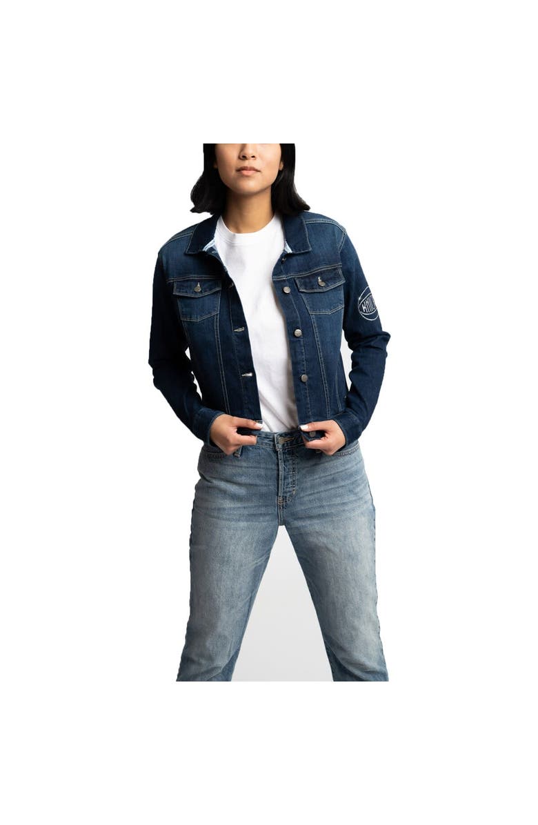 LUSSO Women's Lusso Blue New York Knicks Georgie Swarovski Crystals Button-Up Denim Jacket, Alternate, color, Blue