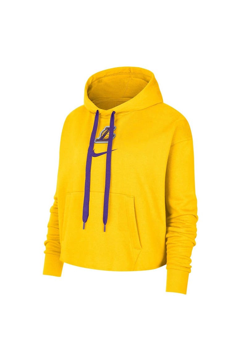 Women's Nike Gold Los Angeles Lakers Courtside Cropped Pullover Hoodie, Alternate, color, Gold