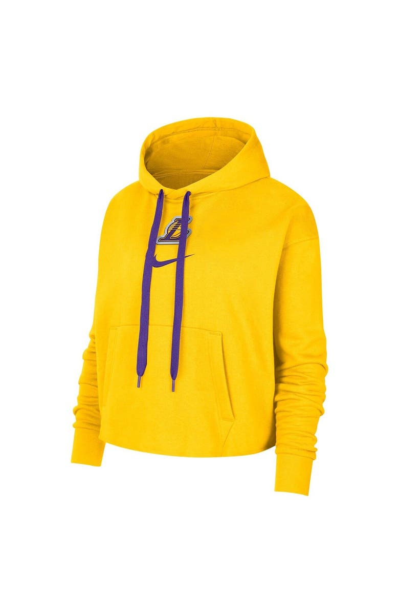 Nike Women's Nike Gold Los Angeles Lakers Courtside Cropped Pullover Hoodie, Alternate, color, Gold