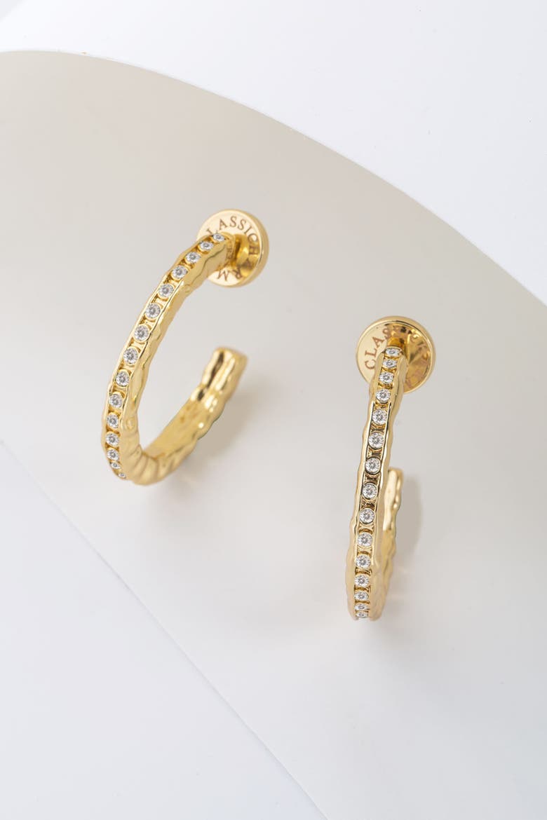 Stella Molten Color Cubic Zirconia Hoop Earrings, Alternate, color, Gold/White