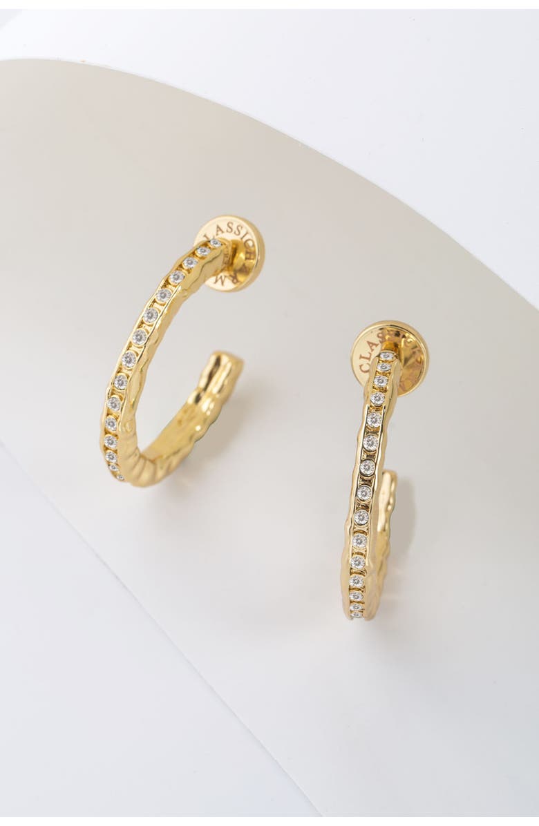 Classicharms Stella Molten Color Cubic Zirconia Hoop Earrings, Alternate, color, Gold/White