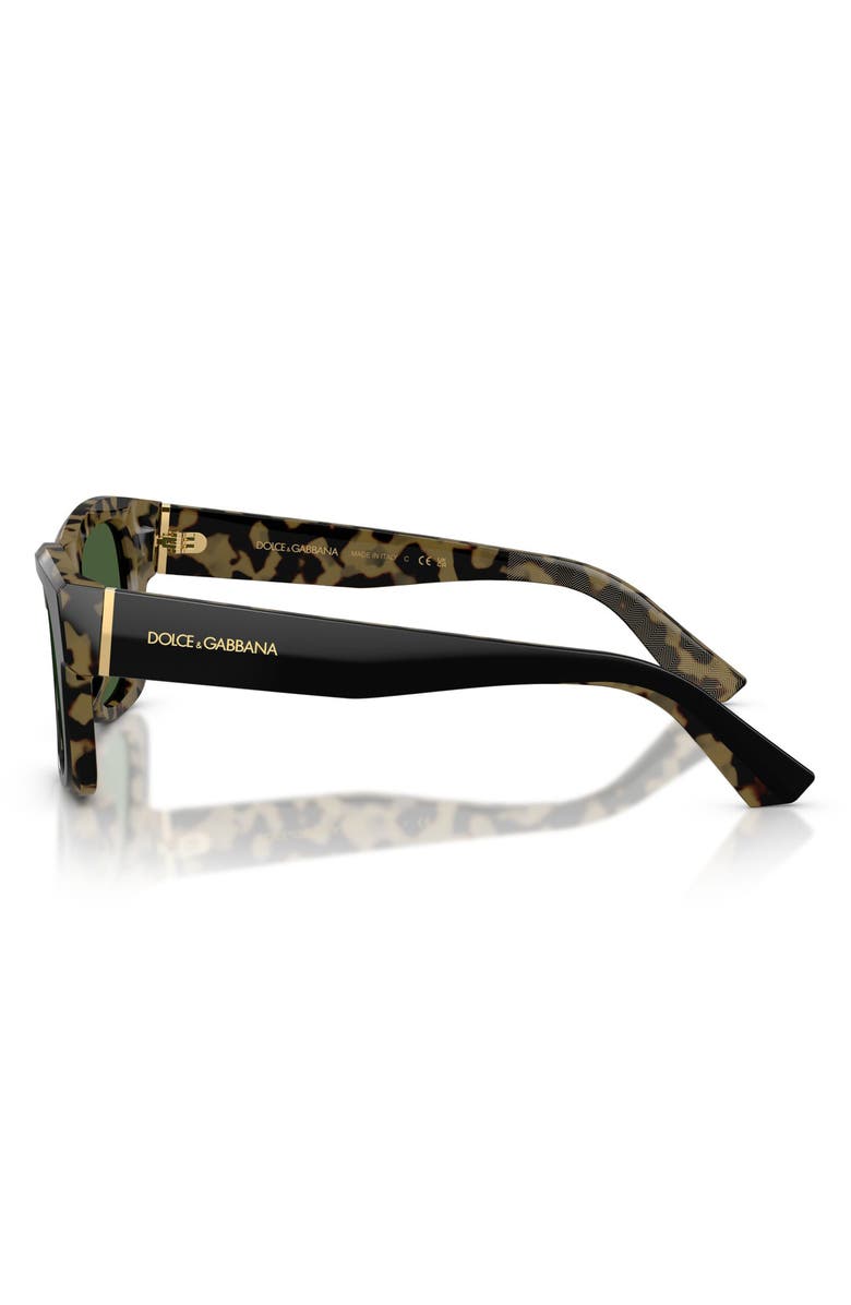 Dolce&Gabbana 52mm Square Sunglasses, Alternate, color, Black On Yellow Havana / Green