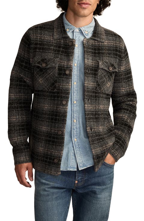 Jacquard Plaid Knit Button-Up Shirt