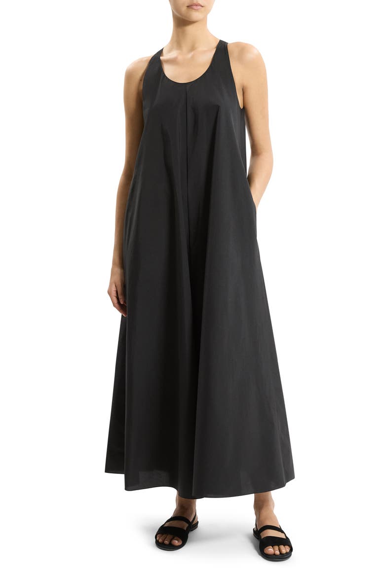 Cotton Blend Maxi Dress, Alternate, color, BLACK