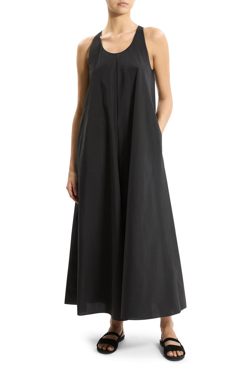 Theory Cotton Blend Maxi Dress, Alternate, color, Black