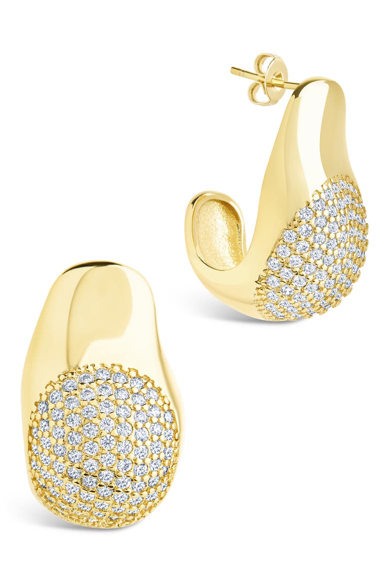 Wesley Pavé Cubic Zirconia Statement Hoop Earrings, Main, color, GOLD