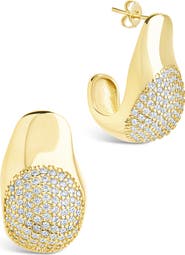 Sterling Forever Wesley Pavé Cubic Zirconia Statement Hoop Earrings