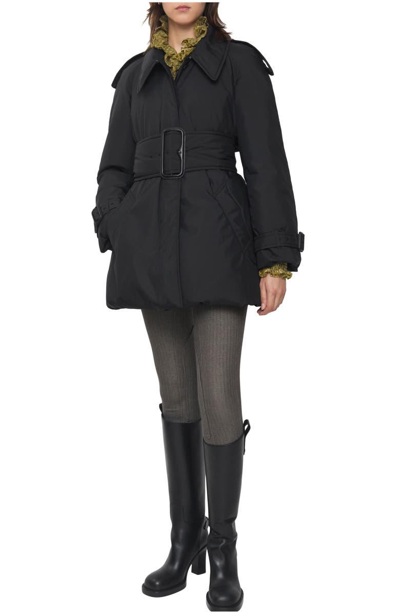 Burberry Belted Berryhill Padded Car Coat, Main, color, Black