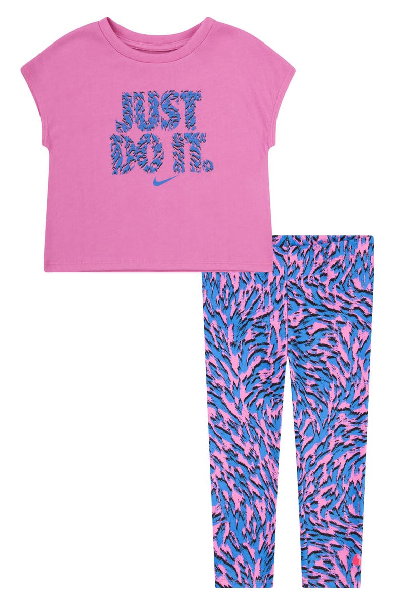 Nike Kids' Just Do It Logo Graphic T-Shirt & Leggings Set, Main, color, Playful Pink