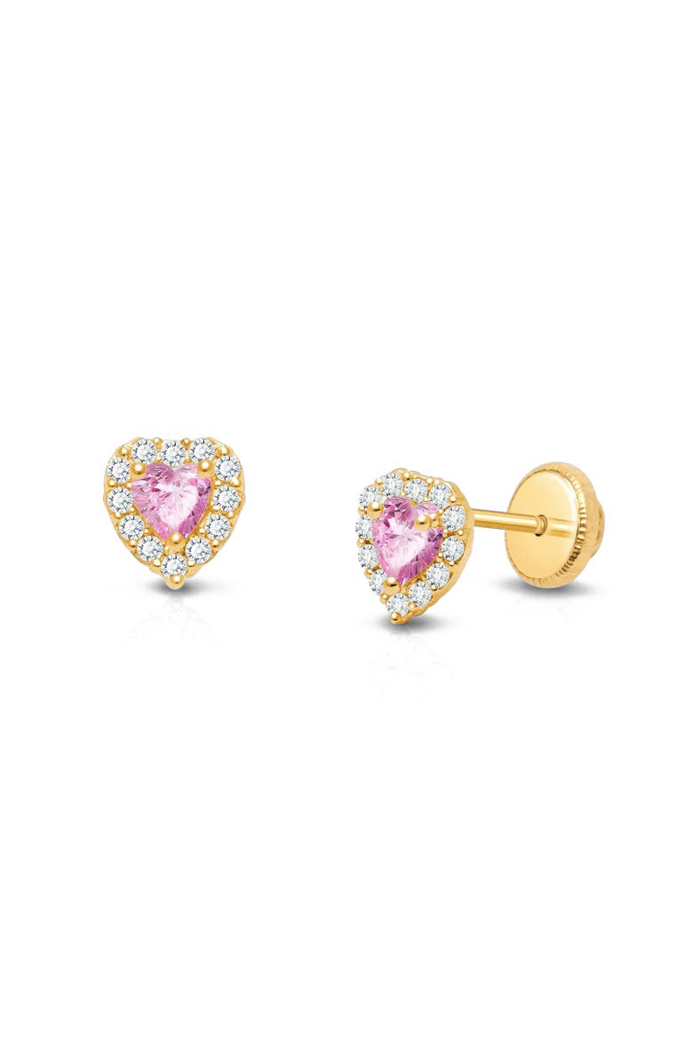 Tiny Blessings 14K Gold Blissful Heart Studs Screw Back Earrings, Main, color, 14K Yellow Gold