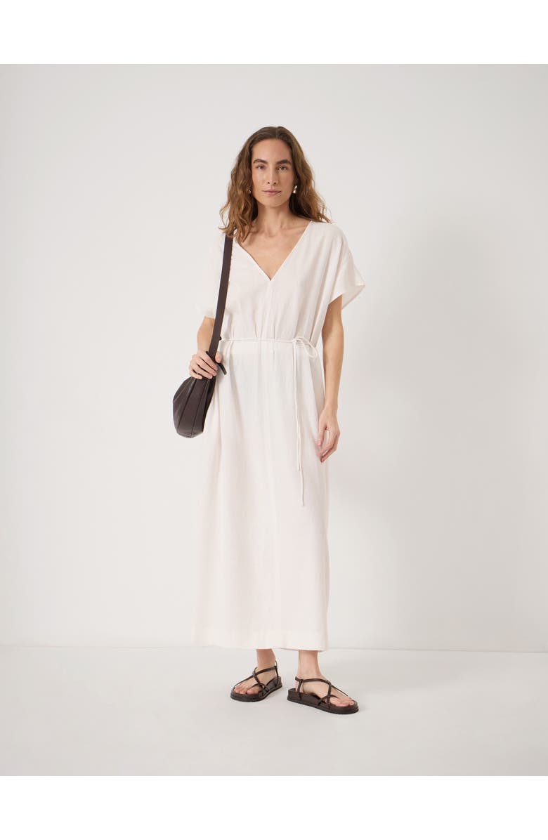Hush Remy Pleated Linen Blend Midi Dress, Main, color, White