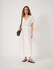 Hush Remy Pleated Linen Blend Midi Dress