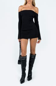 Princess Polly Parisa Off the Shoulder Long Sleeve Minidress
