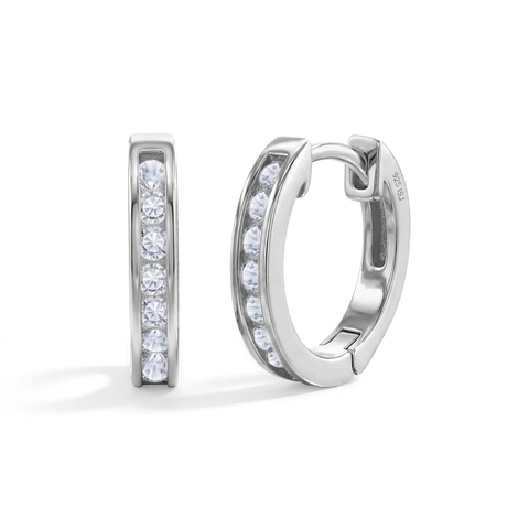 Small Channel Clear CZ Hoop Earrings
