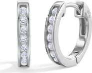 In Season Jewelry Small Channel Clear CZ Hoop Earrings