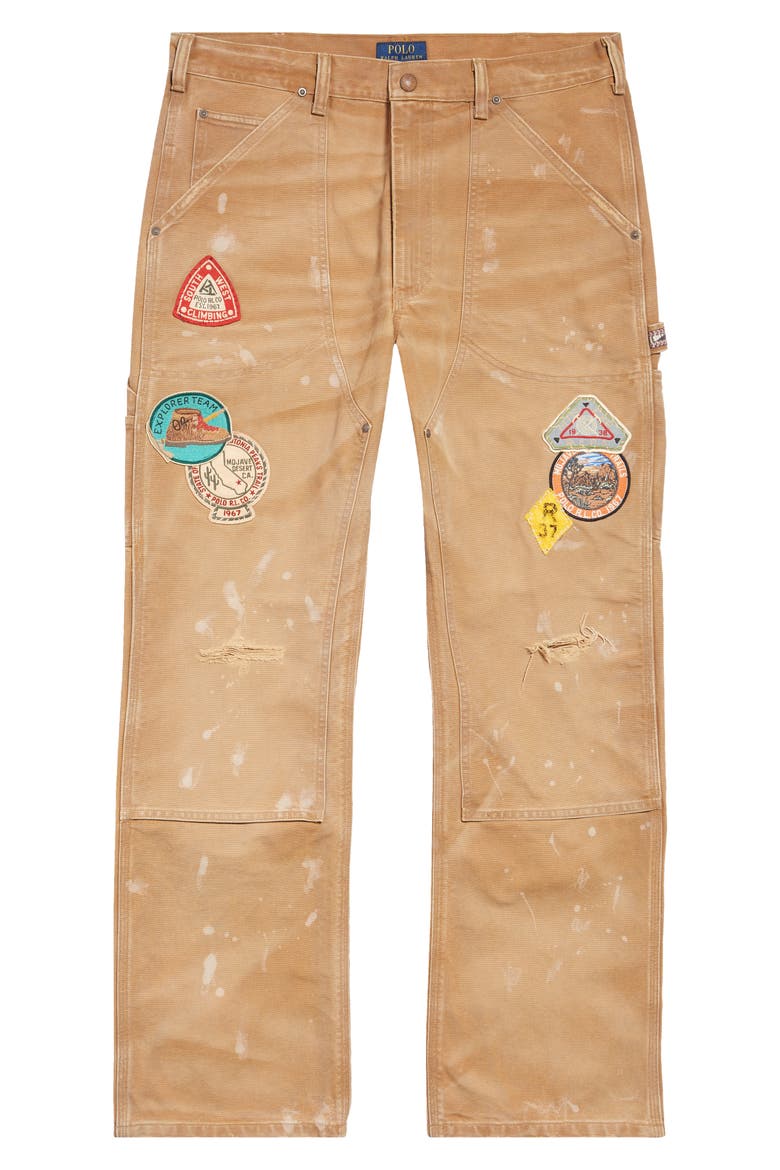 Relaxed Fit Distressed Canvas Pants, Alternate, color, BLUFFPOINT