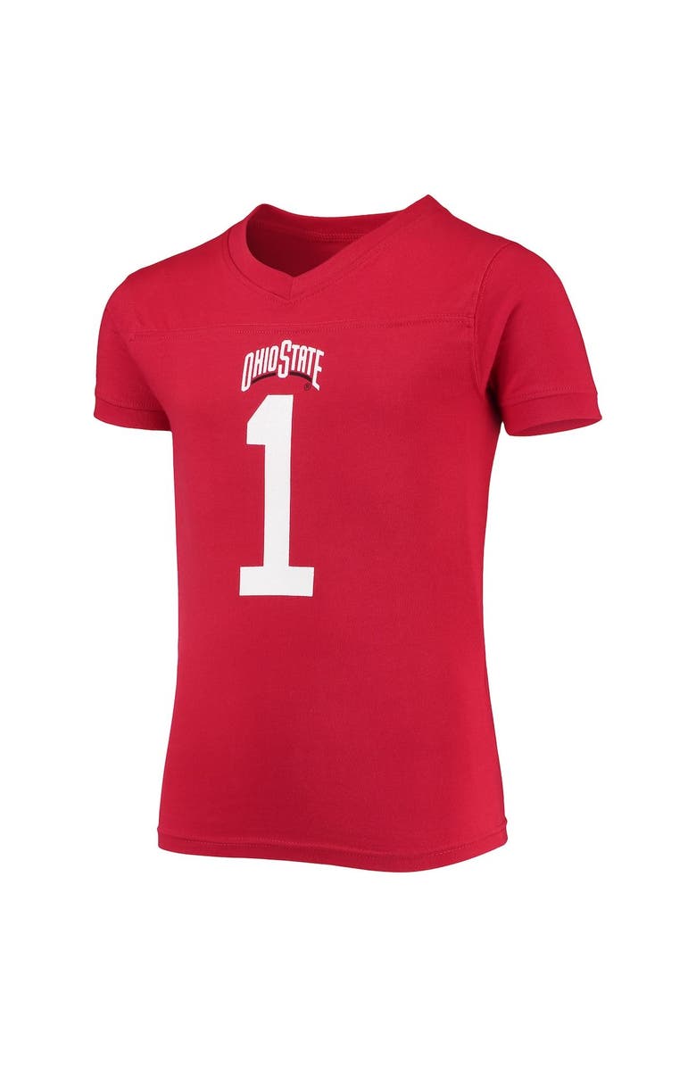 Wes & Willy Youth Wes & Willy Scarlet/Gray Ohio State Buckeyes Team Logo Football Pajama Set, Alternate, color, 