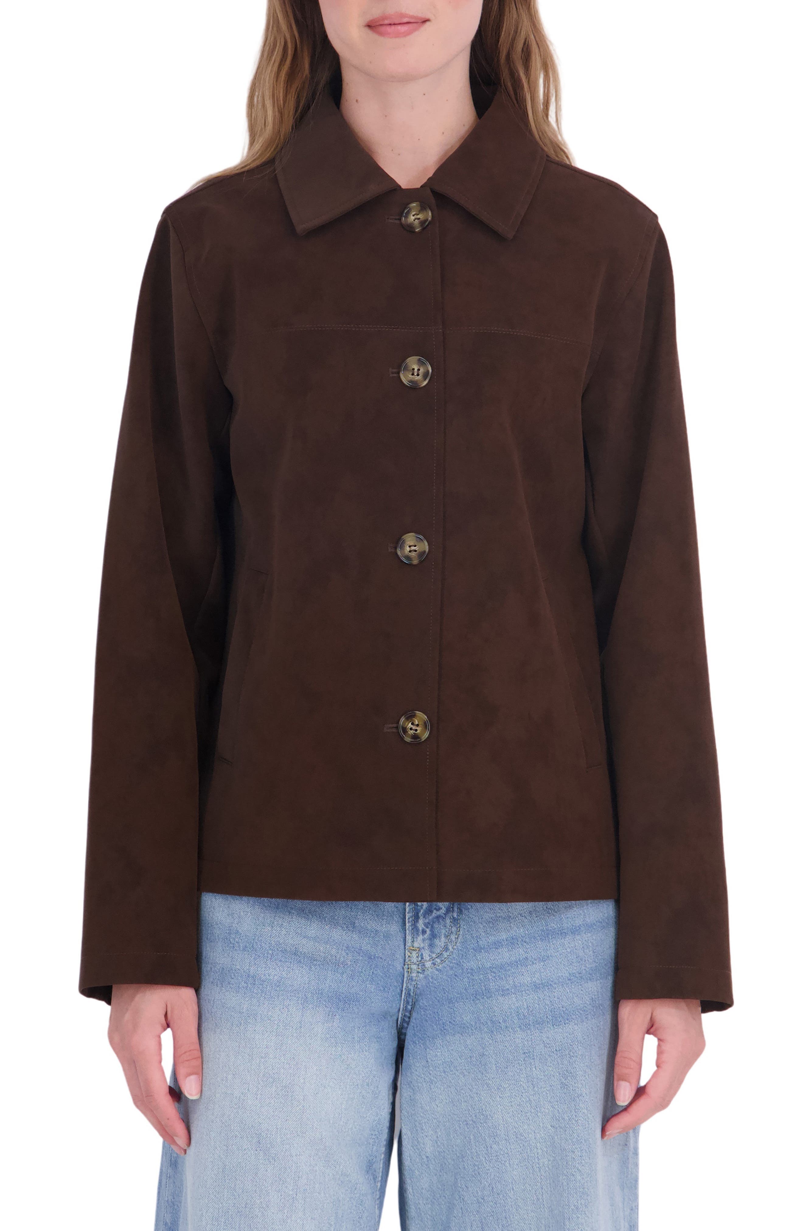 Faux Leather Car Coat