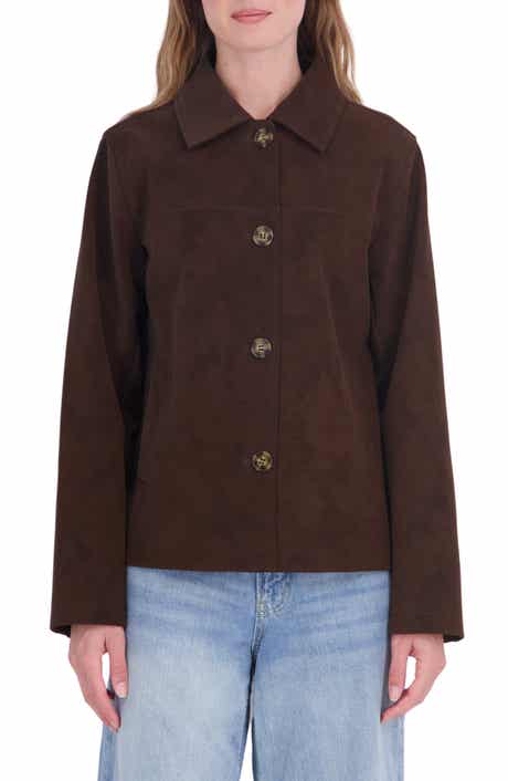 Faux Leather Car Coat