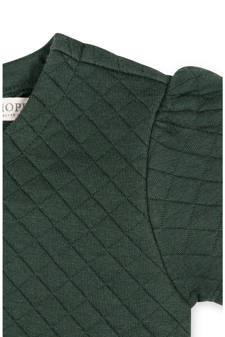 Kids' Quilted Knit Short Sleeve Skater Dress, Alternate, color, Dark Green Heather Quilted