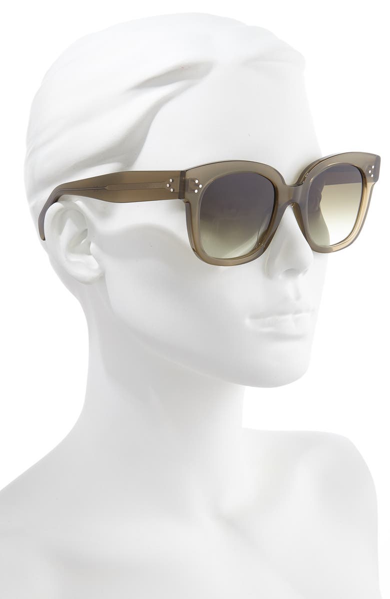 CELINE 54mm Square Sunglasses, Alternate, color, Dark Green/ Gradient Green