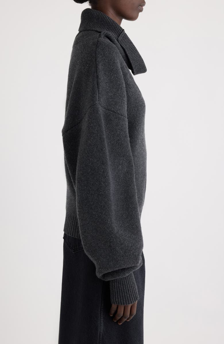 Jacquemus La Maille Pallone Virgin Wool & Cashmere Turtleneck Sweater, Alternate, color, Dark Grey