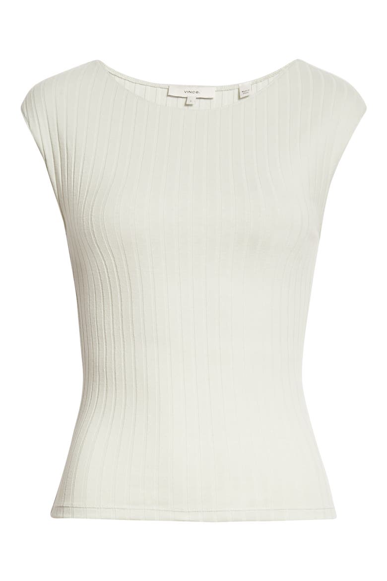 Camuto Cap Sleeve Boat Neck Ribbed Top, Alternate, color, MINT
