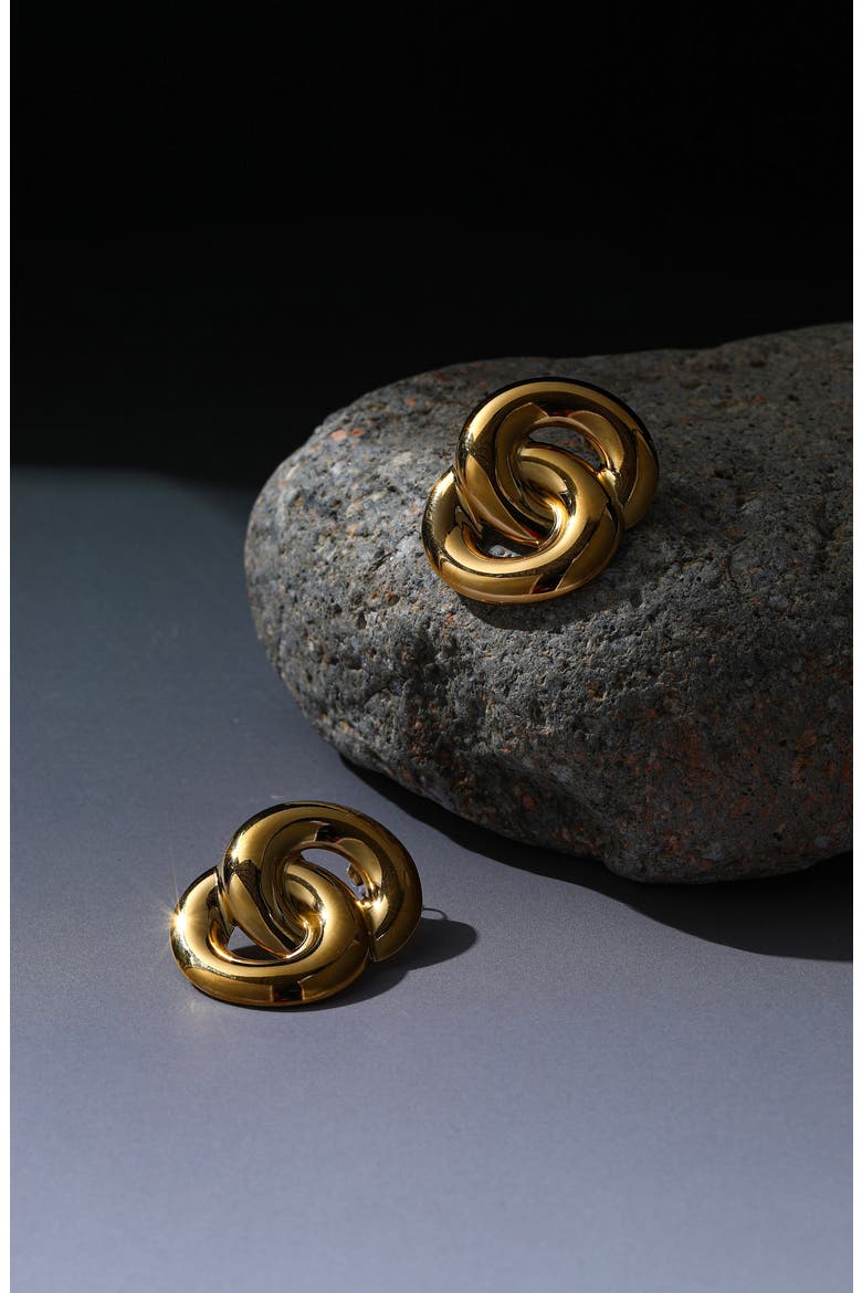 Rosalía Gold-Toned Baroque Copper Earrings, Alternate, color, Gold